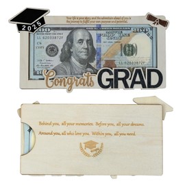 BIWEIS 2025 Graduation Gifts Money Holder, Wooden Congrats Grad DIY Money Cash Wallet, Class of 2025 Gifts for College High School, Graduation Party Favor Supplies