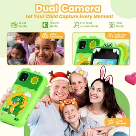 Kids Phone for Girl Toys, Kids Camera Toy Smart Phone Birthday Gifts Toddler Ages 2, 3, 5, 7, 8, 10 Year Old, Educational Learning Toys with 2.8" Touchscreen, Music Player, Video Player, Game (Green)