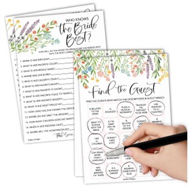 Hadley Designs 20 Floral Bridal Shower Games For Guests-Couples Wedding Shower Games, Bingo Game, Who Knows The Bride Best Game-Wildflower Style