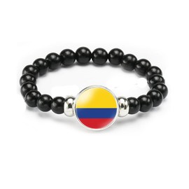 vmcoatdu Colombia Columbia Flag Bracelet Elastic Rope Beaded Bracelet Support Your Country Travel Souvenir Gifts for Men Women (Colombia)