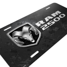 iPick Image RAM 2500 Metal Look Graphic Aluminum License Plate, Made in USA