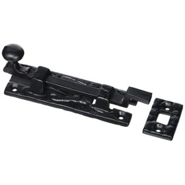 Merriway BH00771 Antique Cranked Swan Neck Surface Slide Door Bolt, 100 mm (4 inch) - Black