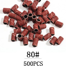 ELEBOX 500 PCS Professional Nail Sanding Bands Sanding Drums Sleeves 80# 120# 180# Nail Drill Bit Nail Manicure Tools (80#)