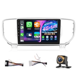 [4+64] Car Radio for Kia Sportage KX5 2016 2017 2018, Volxcereo 9 inch Touchscreen Stereo with Carplay/Android Auto, GPS Navigation, Bluetooth 5.0, WiFi Hotpots, SWC, FM/RDS Radio