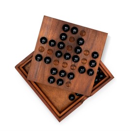 Iron & Glory | Solitaire Game | Wooden Puzzle Board | Travel Games For Adults | Solitaire Marble Game | Adult Board Game | Portable Board Games For Adults | Marble Solitaire Game | Retro Games