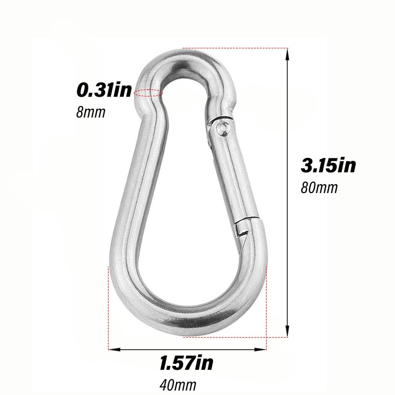 3 Inch 4 Pack Spring Snap Hook-M8x80mm, Cable Machine Accessories