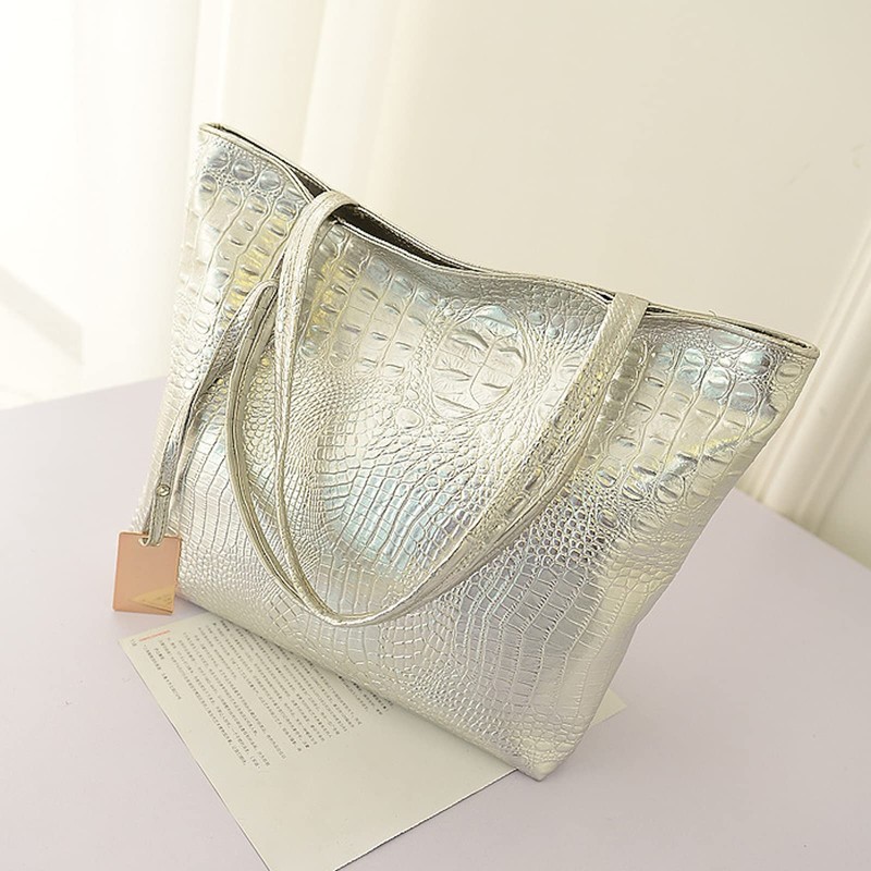 APOSITV Women's Embossed Croco Embossed Enamel Bag Tote Bag Shoulder