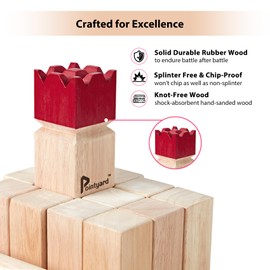 Pointyard Kubb Yard Game Set, Outdoor Game for Family Fun, Yard Game for Adults and Kids, Backyard Party Toys with Carrying Bag(3IN, Red Kubb)