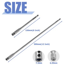 Mesee 2 Pieces 1/4 Extension Drill Bit Set for Round Shank Drill Bits, 150mm & 300mm Extra Long Wood Spade Bit Extension with Allen Keys Forstner Bits Holder Extension Rod with 1/4 Hex Shank