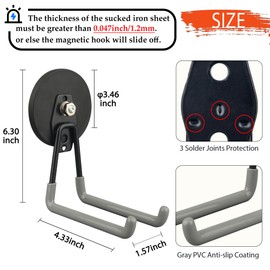 ULIBERMAGNET Magnetic Hooks,Heavy Duty Magnet Hooks,Large Manget with Hooks for Metal Cabinet Pegboard Garage Shelve Tool Cart,2 Pack Tool Hooks for Hammer Drill,Garden Tool(3.46inch/Silver)