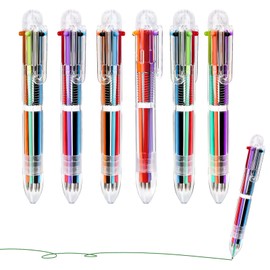 Enyeopd 6 Pack Multicolor Pen in One, Fun Party Favors Pens, Retractable Colored Ballpoint Pen for Office School Supplies