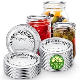 24-Count, Regular Mouth Canning Lids for Ball, Kerr Jars - Split-Type Thick Metal Mason Jar Lids for Canning,Food Grade Material,100% Fit & Airtight for Regular Mouth Jars