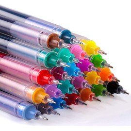 RIANCY Liquid Ink Rollerball Pen Colored Gel Pens 0.5mm Fine Point Pens Quick-Drying Ballpoint Writing Pens School Office Supplies for Students Adults Coloring Book