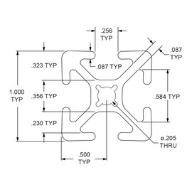 8020, 1010, 10 Series 1 Inch x 1 Inch T-Slotted Aluminum Extrusion DIY Extruded Linear Slot Bar Rail 80/20 (Smooth, Clear Anodize, 18" Long)