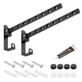 uxcell Wall Mount Clothes Hanger, 13 Inch Clothes Drying Rack Coat Hooks Foldable Hanger Rack Wall Hook for Bathroom Bedroom Kitchen, Black