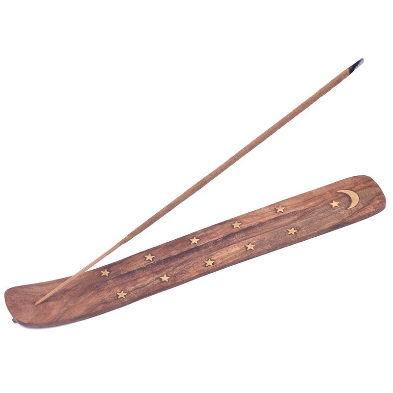 Wooden Incense Holder for Sticks with Inlays of Brass 10