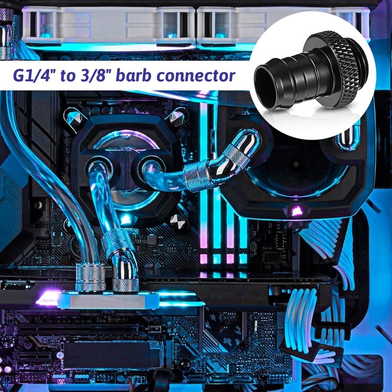 4 Pack G1/4" to 3/8" Barb Fitting for Soft Tube,