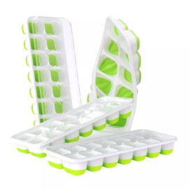 DOQAUS Ice Cube Trays 4 Pack, Easy-Release 56 pcs Ice Cubes Maker with Spill-...