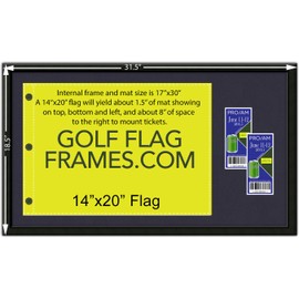 17x30 Black Golf Flag and Ticket Frame, Mouldling blk-001, Choose Mat Color (Holds 14x20 PGA, Ryder Cup, US Open Golf Flags and Tickets; Flag & Tickets not incl) (TRUE NAVY MAT)