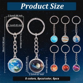 OLYCRAFT 8 Pieces Solar System Planet Key Chain Pendant Crystal Ball Pendant Key Chain Alloy Key Chain Galaxy Key Chain for DIY Key Chain Craft, solar system keychain