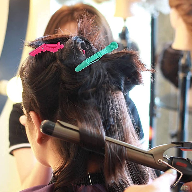 Juego de 10 clips de cocodrilo multicolor de plástico transparente
