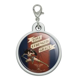 GRAPHICS & MORE Wonder Woman Movie Love, Strength, Grace Chrome Plated Metal Pet Dog Cat ID Tag