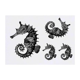 4 x 'Sketchy Seahorse' Temporary Tattoos - Water Resistant, Skin-Safe, Non-Toxic Transfers, Mixed Sizes (TO00069228)