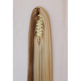 CiCiCa –“PT02”, Synthetic Ponytail Extensions, 30 Inches Long Ponytails, Mixed Beach Blonde and Dark Blonde Ponytails, Jaw/Claw Clip Ponytails, Drawstring Ponytails, Straight Ponytails, Heat-Resistant Hairpiece Pony for Women.