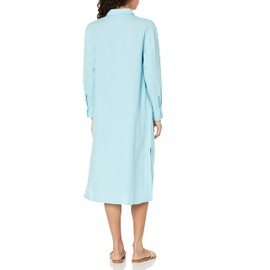 The Drop Women's Fiona Relaxed Linen Midi Shirt Dress, Sky Blue, S