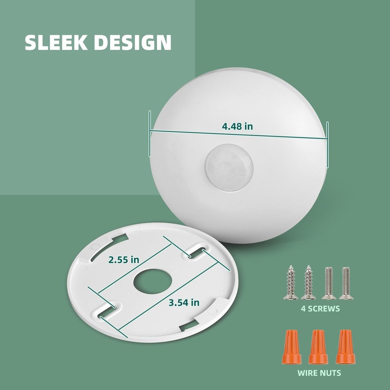 ECOELER PIR Ceiling Sensor Switch, Hard-Wired Occupancy Motion Sensor with