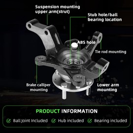 Front Steering Knuckle & Wheel Bearing Hub Assembly Compatible with Chevy Aveo 2004-2011,Aveo5 2007-2011,Pontiac G3 2009-2010,Right Passenger Side Replaces #96535191
