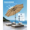 PEAKVONDER 9 ft Outdoor Patio Umbrella with Solar Lights -