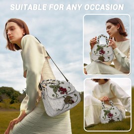 ADKALIV Tote Bag With Zipper, Small Crossbody Bags for Women Trendy, Hand-Woven Shoulder Handbags for Women (Cherry)