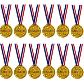 12 Pcs Kids Plastic Gold Medals Winners Sports Day Games Award Prize Party Toys