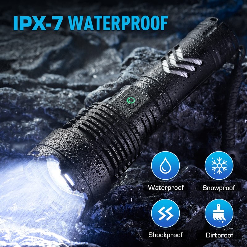 Sinvimes Rechargeable Flashlights High Lumens, XHP160.8 Powerful Tactical Flashlight with
