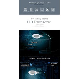 ZJchao Lupa con Luz LED para Estetica, 40 LED iluminado 5X 10X lupa y lámpara de escritorio LED Iluminación lupa lámpara Lampara Lupa para Escritorio Lectura Periódicos Soldadura Trabajo Reparación
