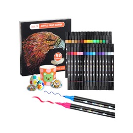 30 Colors Dual Tip Acrylic Paint Pens, Acrylic Paint Markers Set For Rock Painting, Wood, Ceramic, Canvas, Calligraphy,DIY Crafts Art Supplies