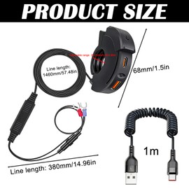 BORDEAG USB C Socket 12 V Motorcycle Charger, USB Socket Motorcycle, 48 W QC3.0 USB-A and PD Type-C, Moto Phone Charger, Waterproof Dual Charging Socket for DC 12 V/24 V Moto/Boat/Beach Bikes