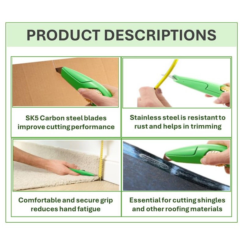 Zimpty ZY501 2-Pack Knuckle Saver Roofing Knife with 12Pcs Hook