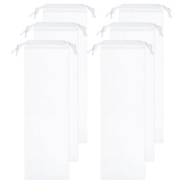 sourcing map 6pcs Umbrella Bags 18.5"x5.9" Wet Umbrella Sleeve Cover Reusable Folding Umbrella Storage Bag with Drawstring for Folding Travel Umbrellas, White