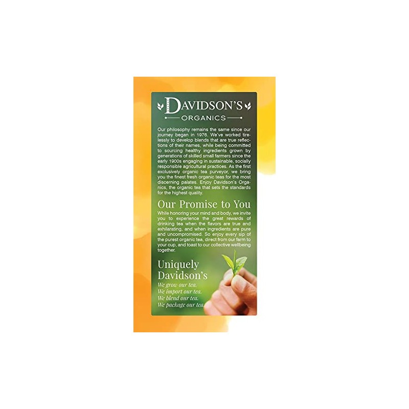 Davidson's Organics, Coconut Vanilla, 25-count Tea Bags, Pack of 6