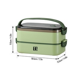 1.4L Detachable Lunch Box 304 Stainless Steel Double Layer 3 Compartments Portable Bento Box No Leakage Large Capacity for Adults Kids Camping Office Light Green