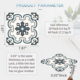 MORCART Peel and Stick Floor Tile - 20 PCS, 7.87" x 7.87" Vinyl Flooring - Waterproof Self-Adhesive Tile Sticker for Wall Backsplashes, Bathroom, Kitchen - Green & Grey Look