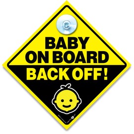 Baby On Board Sign Back Off Sign, Grandchild on Board Sign Keep, Baby On Board Sign, Grandchild On Board Car Sign, Suction Cup Baby Car Window Sign, 14cm