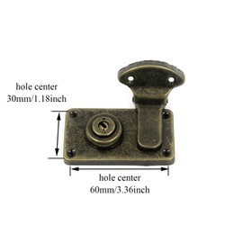 Coshar Bronze Lock Luggage Locks Wooden Box Lock Hasp Antique Locks with Key Pack of 2 (2.9" x 1.6")