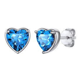 Heart Earrings Sterling Silver Studs Earrings for Women Mum Gifts Cute Earrings Birthstone Earrings