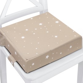 Child Booster Seat Booster Seat Child 32 x 32 x 8 cm - Seat Cushion for Toddlers at the Dining Table Chair Cushion and Baby Seat Beige with White Stars