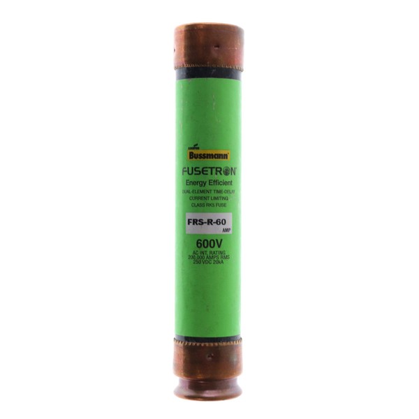 Bussmann FRS-R-60 Tron FRS-R Energy Efficient Non-Indicating Time Delay Fuse, 600 Vac/250 Vdc, 60 Amp