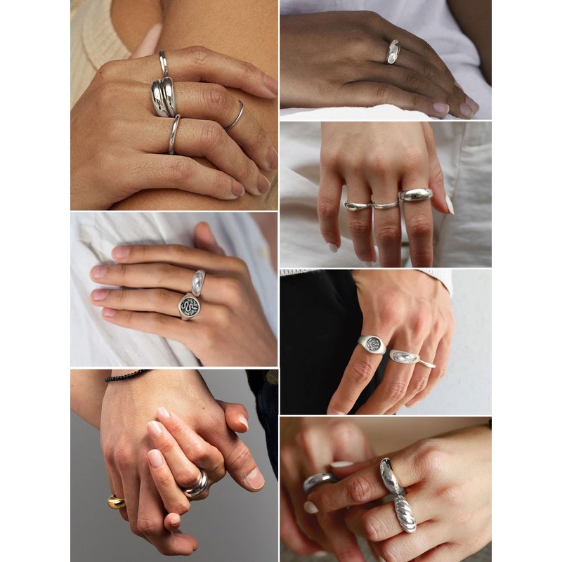 Stainless Steel Dome Bubble Ring Minimalist Stackable Wide Band Ring