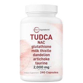 Micro Ingredients TUDCA Bile Salts 2,000mg Supplement, 240 Capsules | 7-in-1 Complex with NAC, Milk Thistle, Glutathione, Dandelion & Artichoke | Extra Strength Tauroursodeoxycholic Acid | Non-GMO